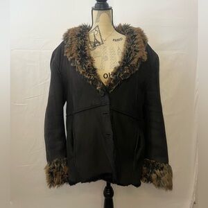 Black Y2K fur jacket